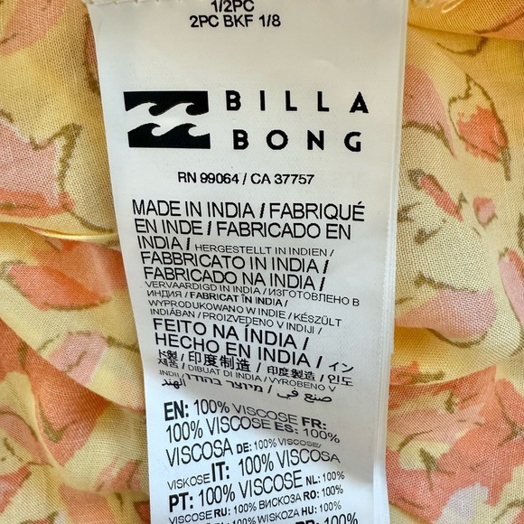 NWT Billabong Women’s Golden Cosmos Floral Long Sleeve Yellow Maxi Dress Small - Picture 15 of 15